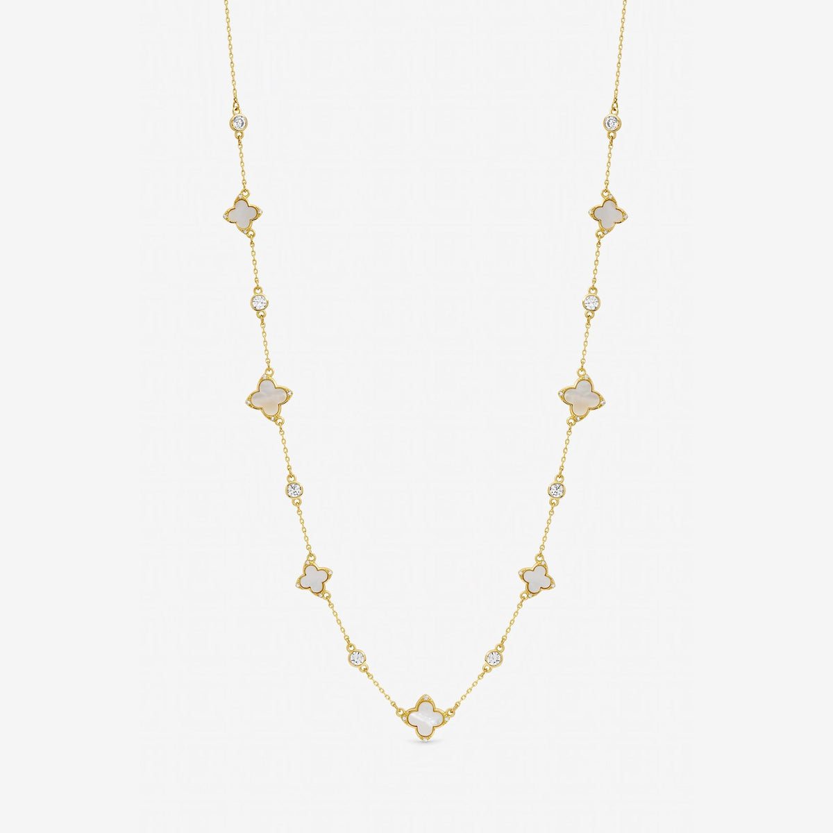 Jon Richard Gold Plated Mother of Pearl and Crystal Clover Necklace