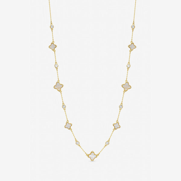 Jon Richard Gold Plated Mother of Pearl and Crystal Clover Necklace