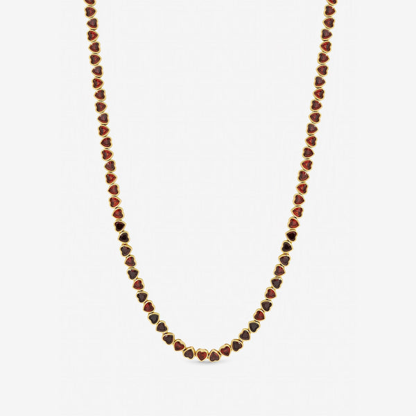 Jon Richard Gold Plated Cubic Zirconia Red Heart Allway Tennis Necklace