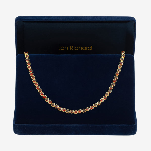 Jon Richard Gold Plated Cubic Zirconia Red Heart Allway Tennis Necklace