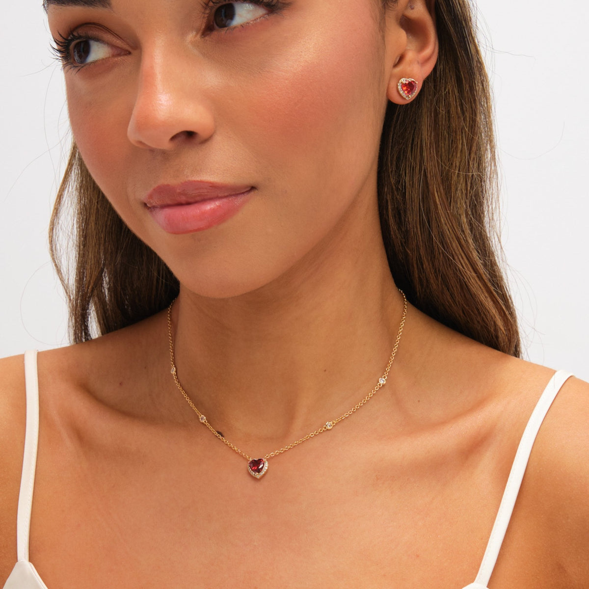 Jon Richard Gold Plated and Red Heart Pendant Necklace