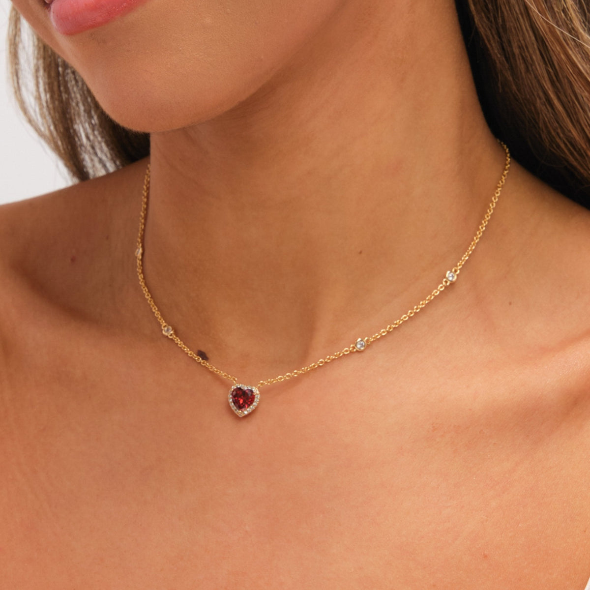 Jon Richard Gold Plated and Red Heart Pendant Necklace