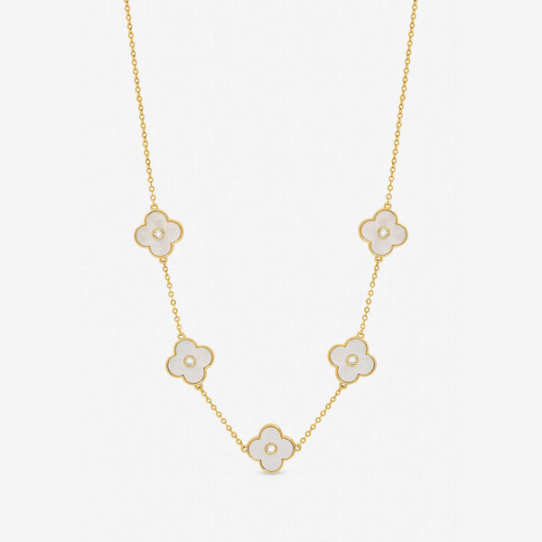 Jon Richard Gold Plated and Mother of Pearl Polished Clover Necklace