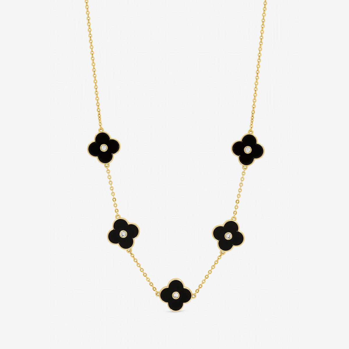 Jon Richard Gold Plated and Jet Polished Clover Necklace