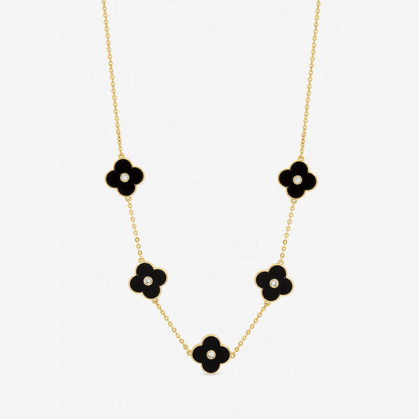 Jon Richard Gold Plated and Jet Polished Clover Necklace