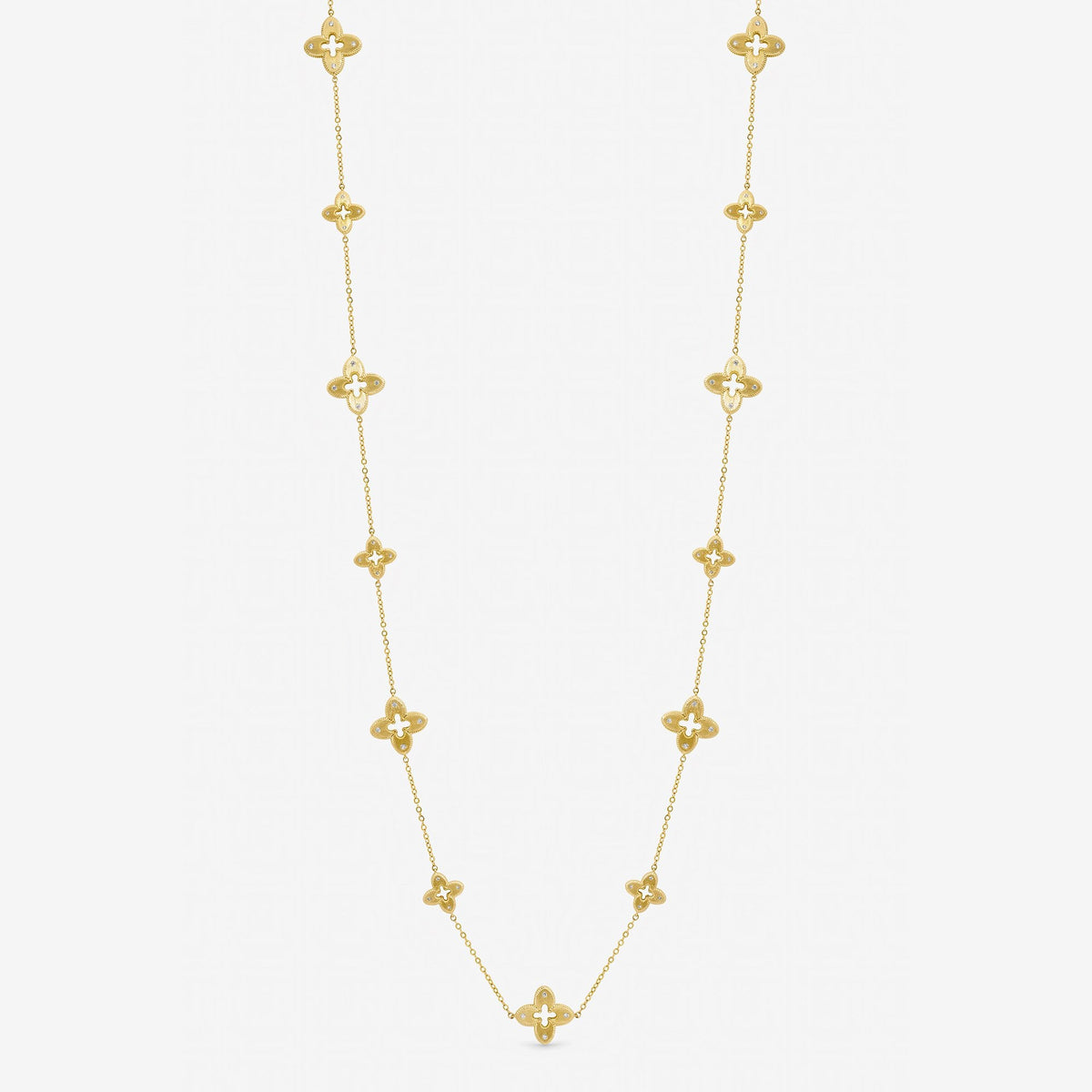 Jon Richard Gold Plated Textured Crystal Clover Long Necklace