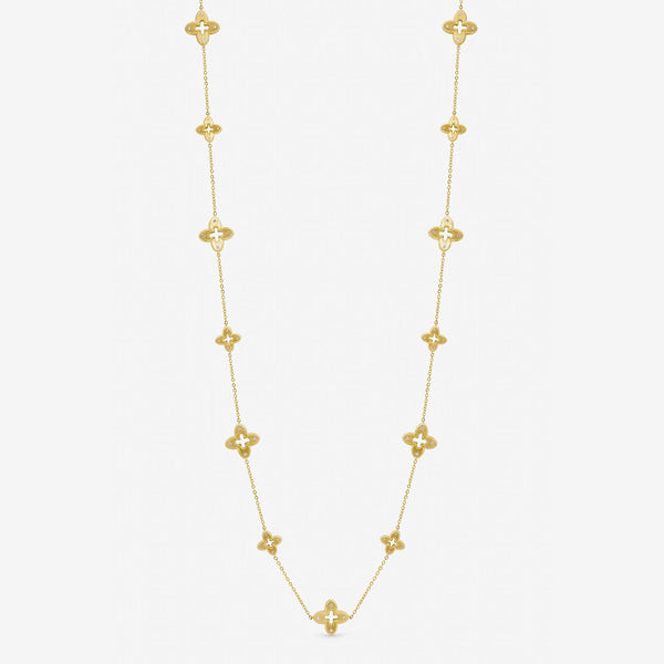 Jon Richard Gold Plated Textured Crystal Clover Long Necklace