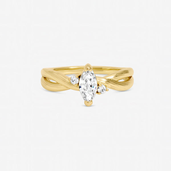 Jon Richard Gold Plated Navette Cubic Zirconia Ring