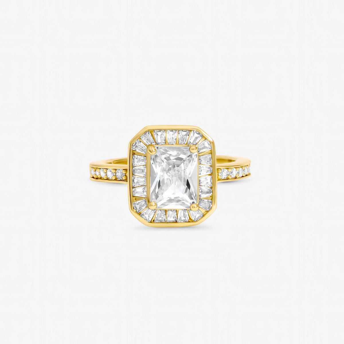 Jon Richard Gold Plated Emerald Cut Cubic Zirconia Ring