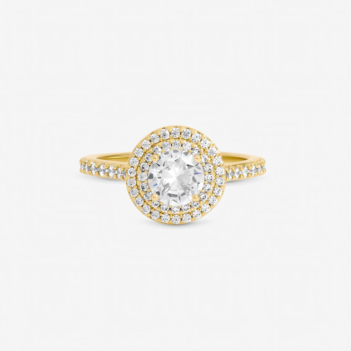 Jon Richard Gold Plated Cubic Zirconia Halo Ring