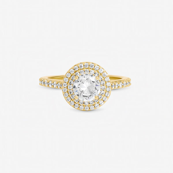 Jon Richard Gold Plated Cubic Zirconia Halo Ring