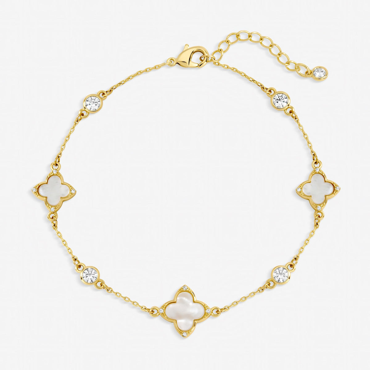 Jon Richard Gold Plated Mother of Pearl and Crystal Clover Bracelet
