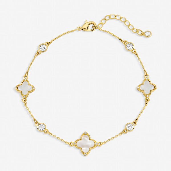 Jon Richard Gold Plated Mother of Pearl and Crystal Clover Bracelet