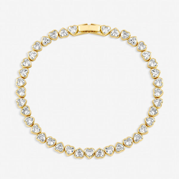 Jon Richard Gold Plated Cubic Zirconia Heart Tennis Bracelet