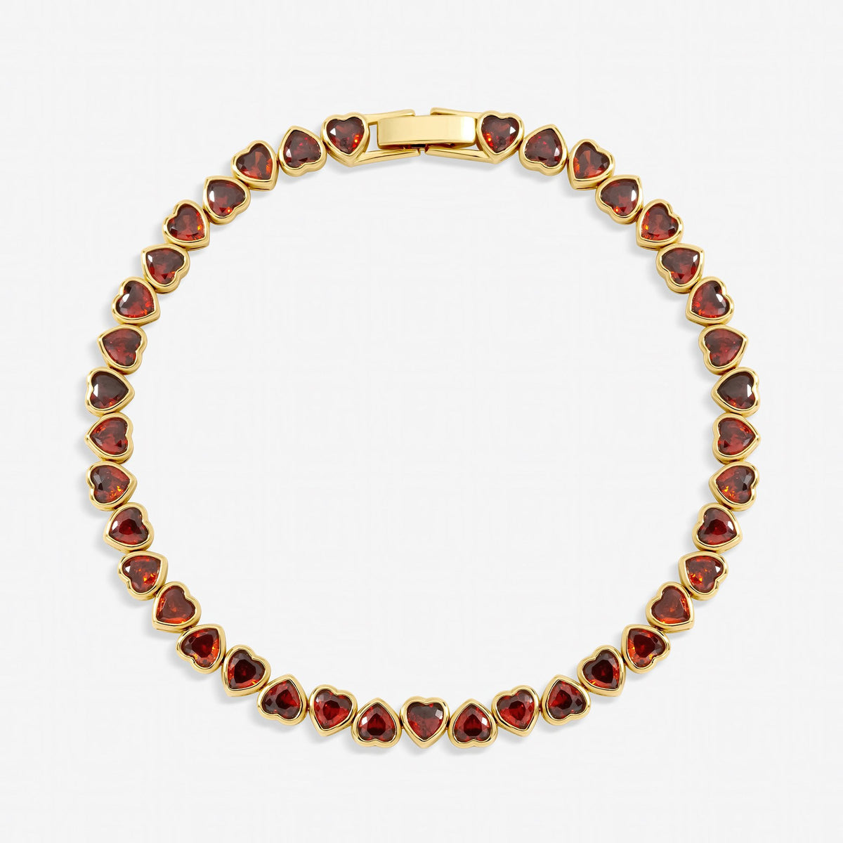 Jon Richard Gold Plated Cubic Zirconia Red Heart Tennis Bracelet