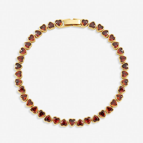 Jon Richard Gold Plated Cubic Zirconia Red Heart Tennis Bracelet
