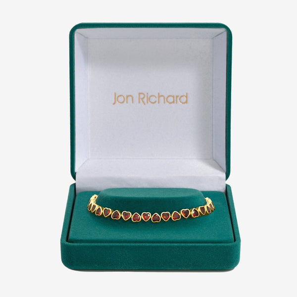 Jon Richard Gold Plated Cubic Zirconia Red Heart Tennis Bracelet