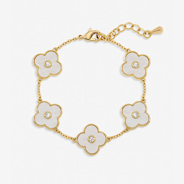 Jon Richard Gold Plated and Mother of Pearl Polished Clover Bracelet