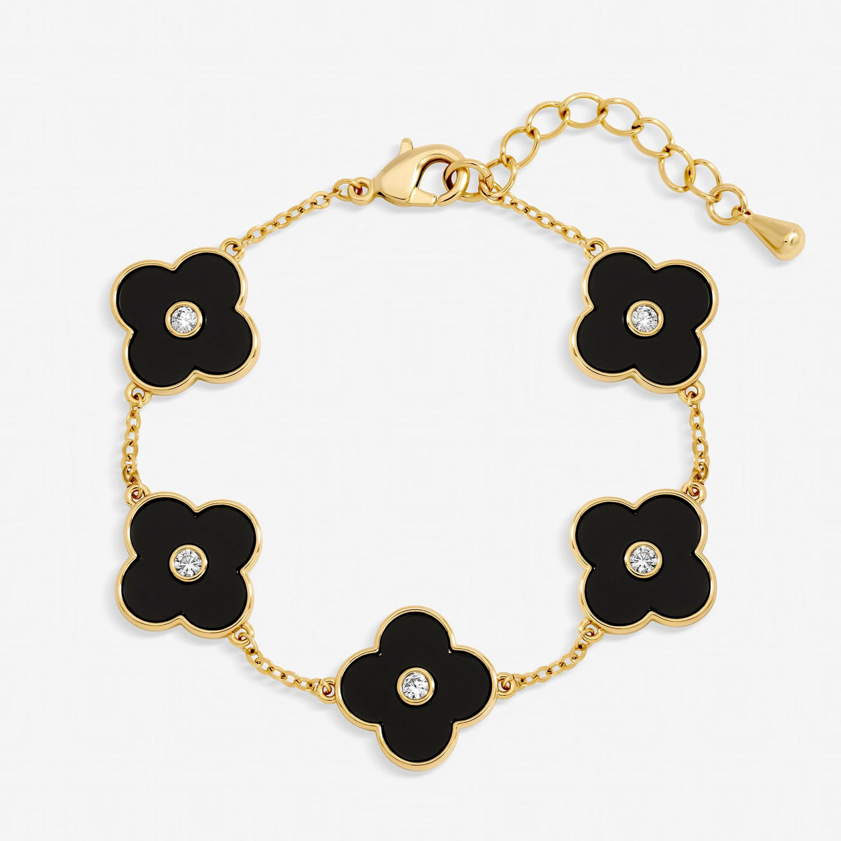 Jon Richard Gold Plated and Jet Polished Clover Bracelet