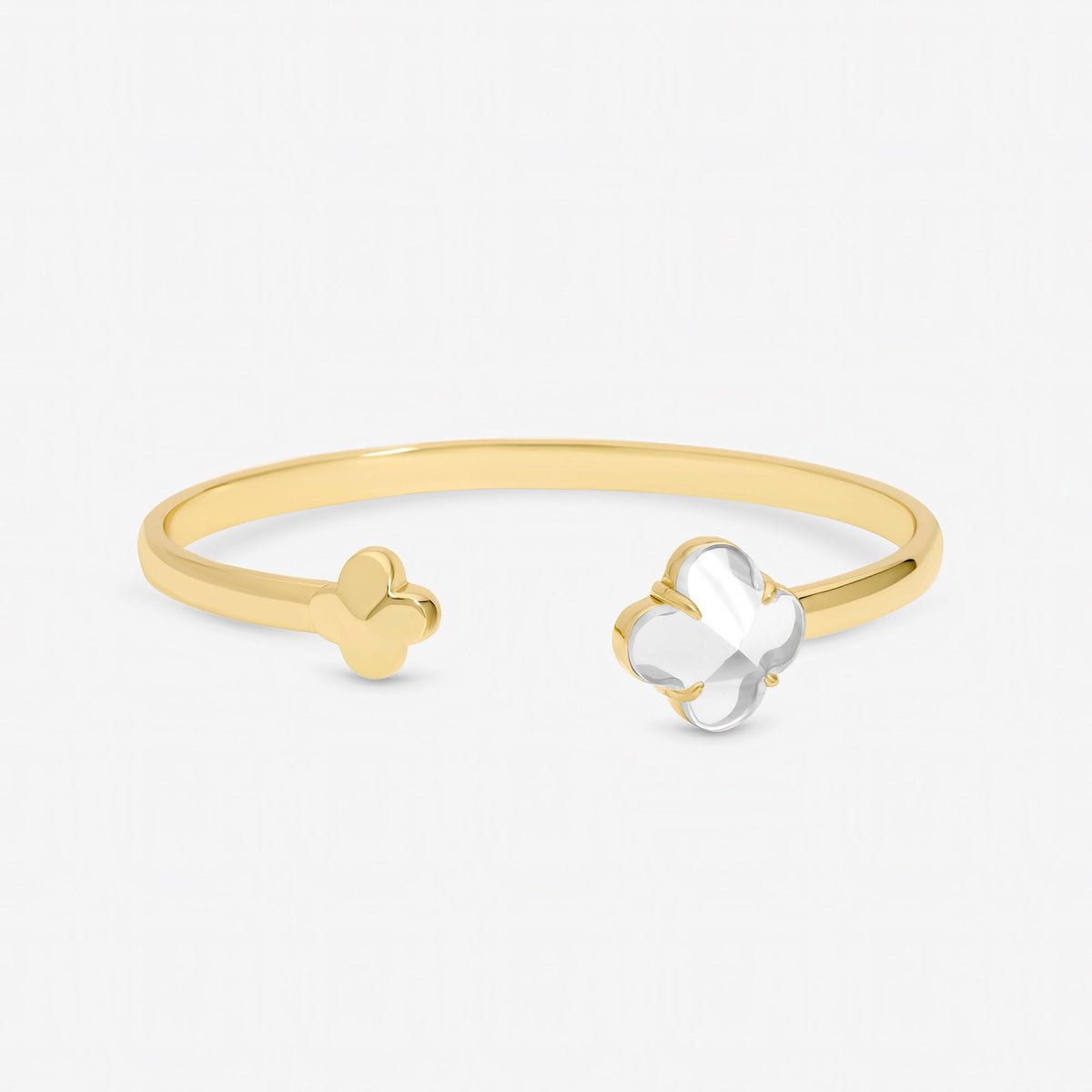 Jon Richard Gold Polished and Crystal Clover Bangle