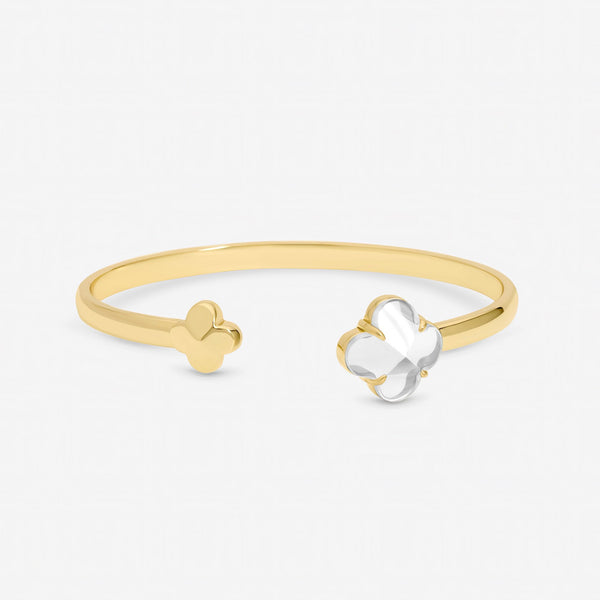Jon Richard Gold Polished and Crystal Clover Bangle