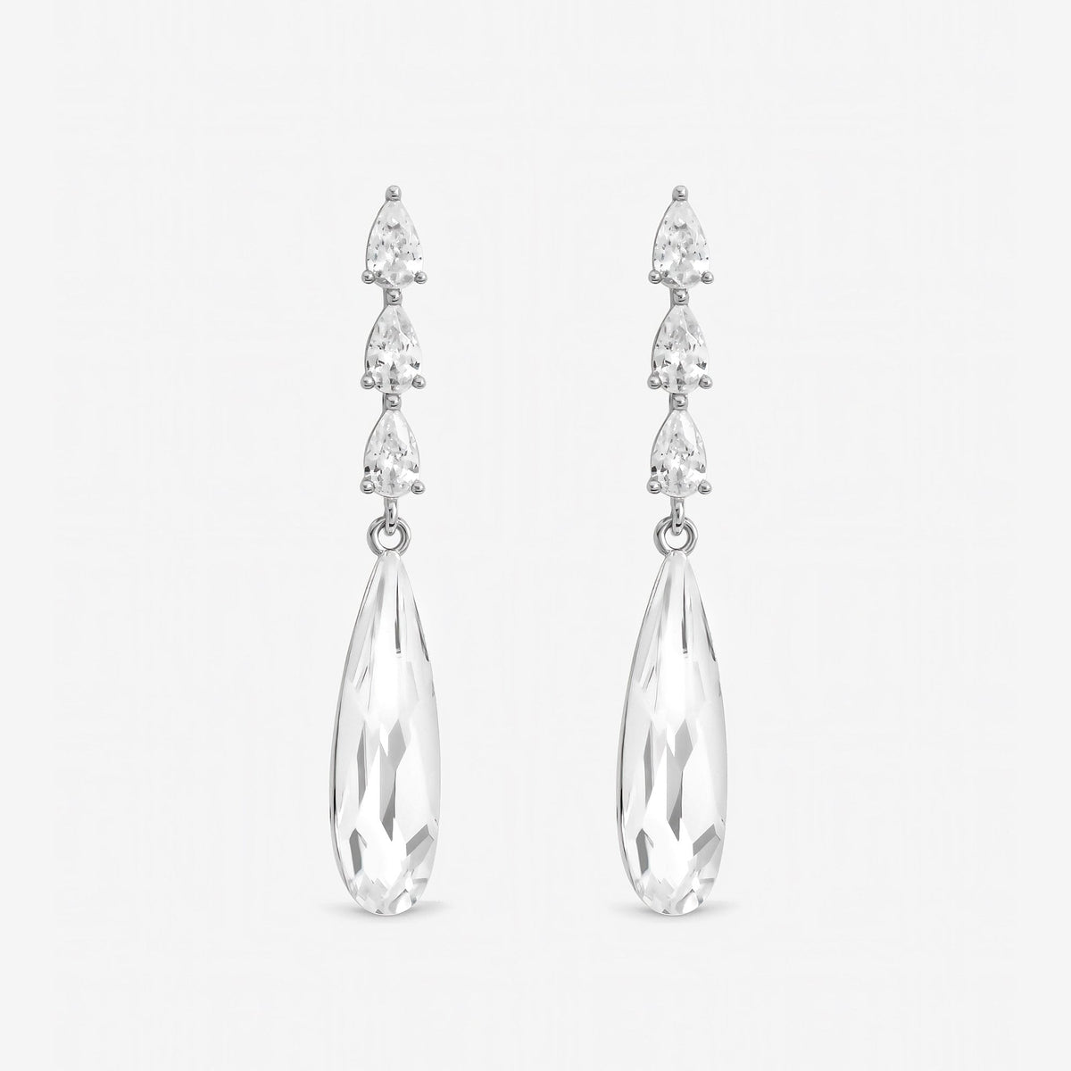 Jon Richard Rhodium Plated Linear Pear Drop Earrings