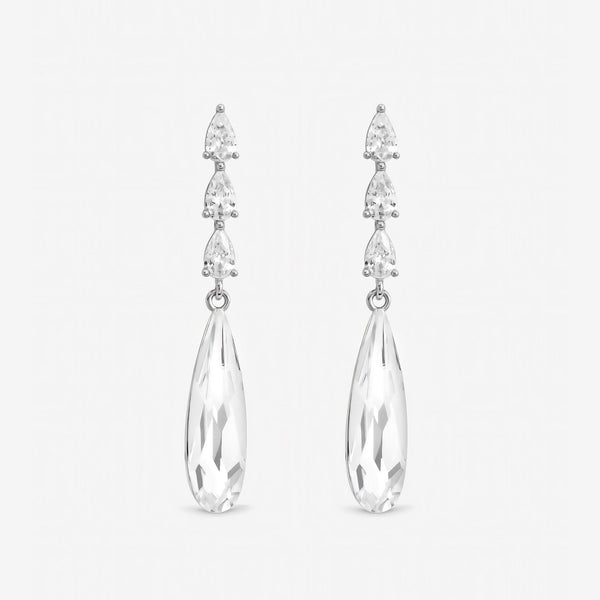 Jon Richard Rhodium Plated Linear Pear Drop Earrings