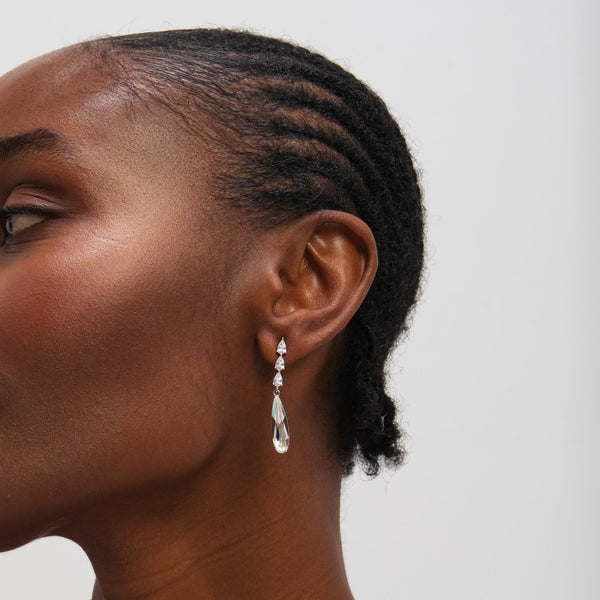 Jon Richard Rhodium Plated Linear Pear Drop Earrings
