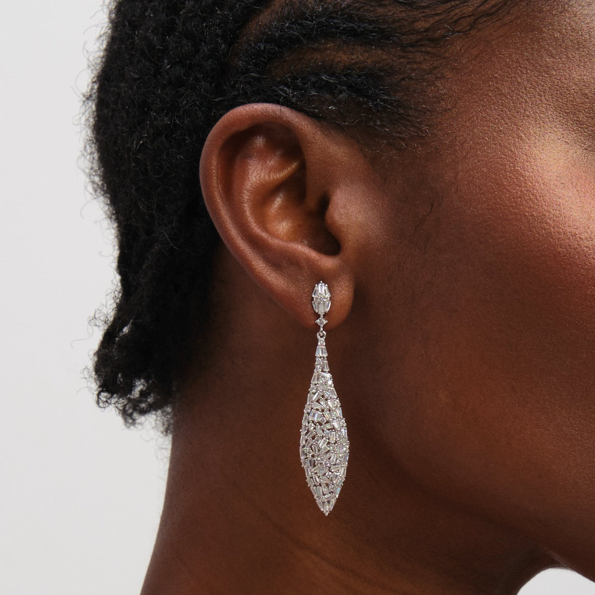 Jon Richard Rhodium Plated Mixed Stone Statement Earrings