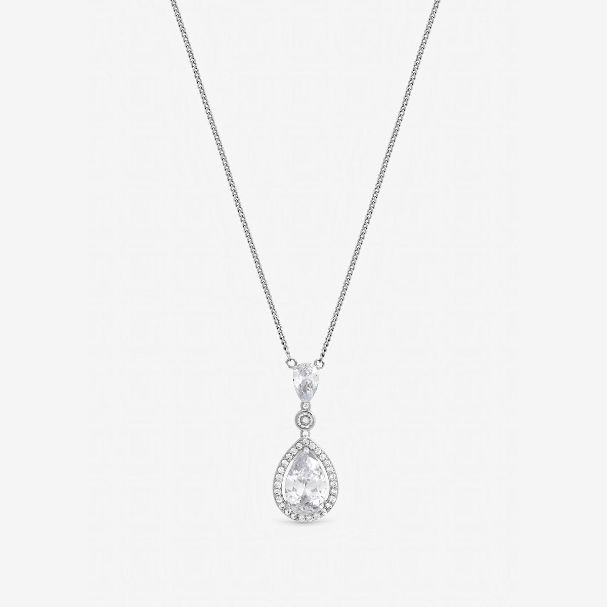 Jon Richard Rhodium Plated Cubic Zirconia Pendant Necklace