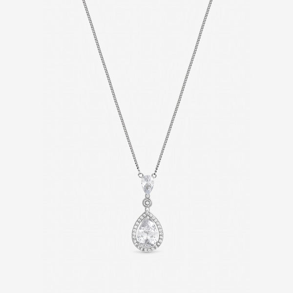 Jon Richard Rhodium Plated Cubic Zirconia Pendant Necklace