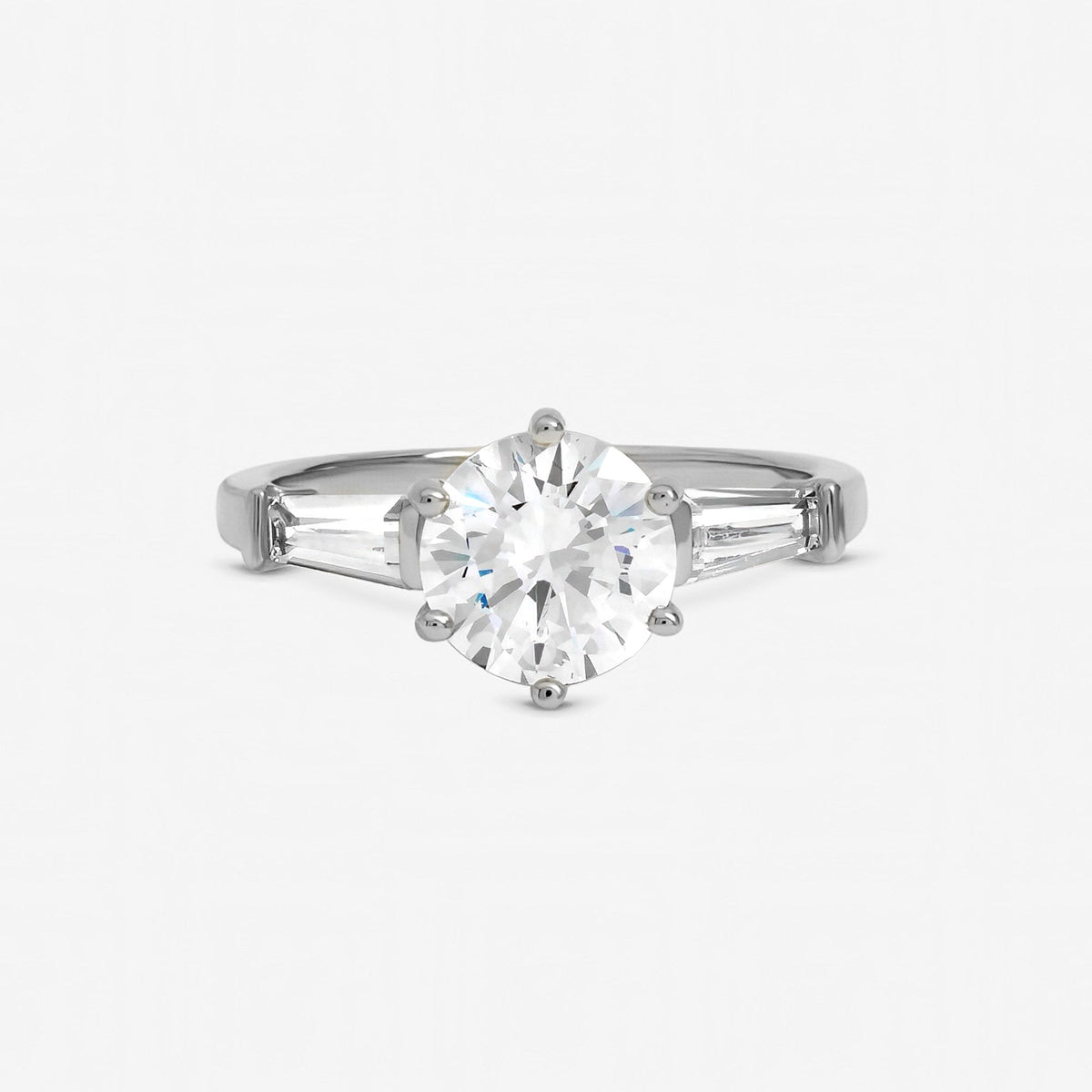 Jon Richard Rhodium Plated Cubic Zirconia Solitaire Ring