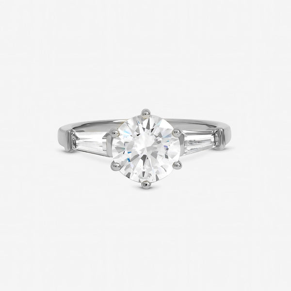 Jon Richard Rhodium Plated Cubic Zirconia Solitaire Ring
