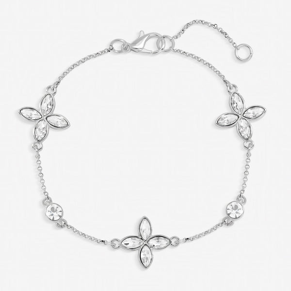 Jon Richard Silver Plated and Crystal Clover Bracelet