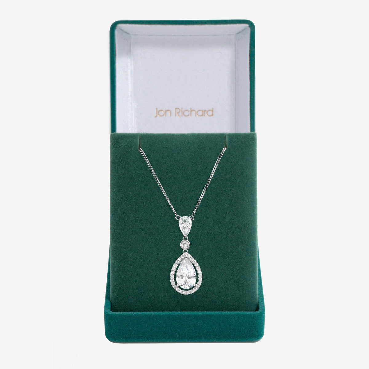 Jon Richard Rhodium Plated Cubic Zirconia Pendant Necklace