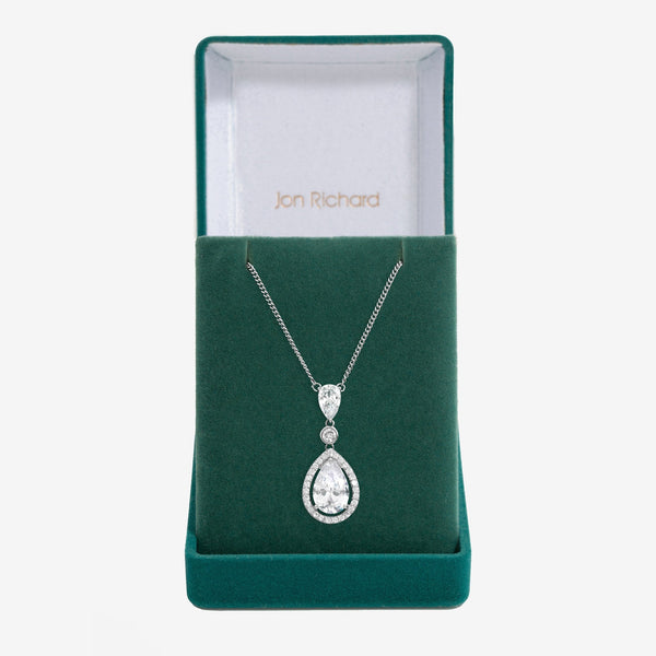 Jon Richard Rhodium Plated Cubic Zirconia Pendant Necklace