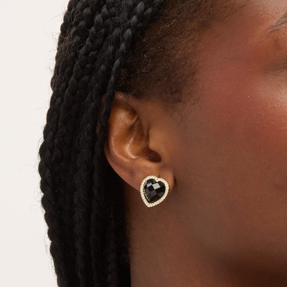 Jon Richard Gold Plated Crystal and Jet Heart Studs
