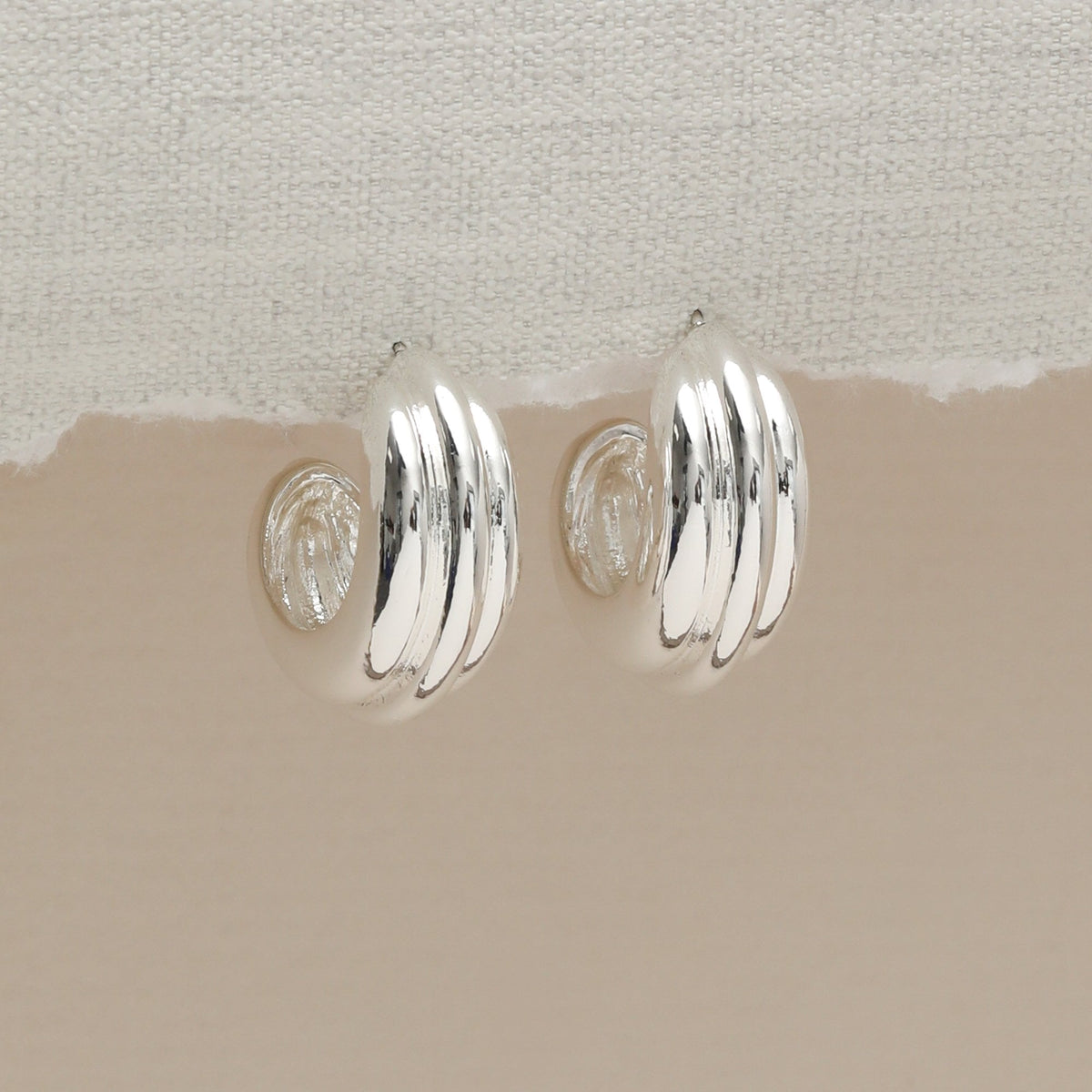 Mood Silver Plated Chubby Hoop Earrings