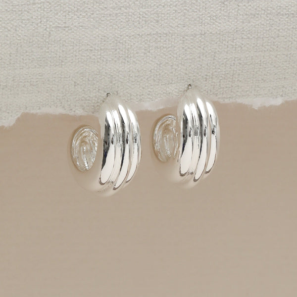 Mood Silver Plated Chubby Hoop Earrings
