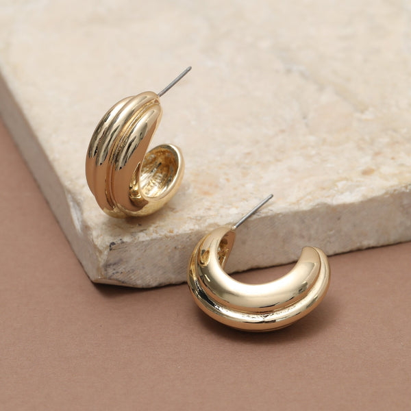 Mood Gold Plated Chubby Hoop Earrings
