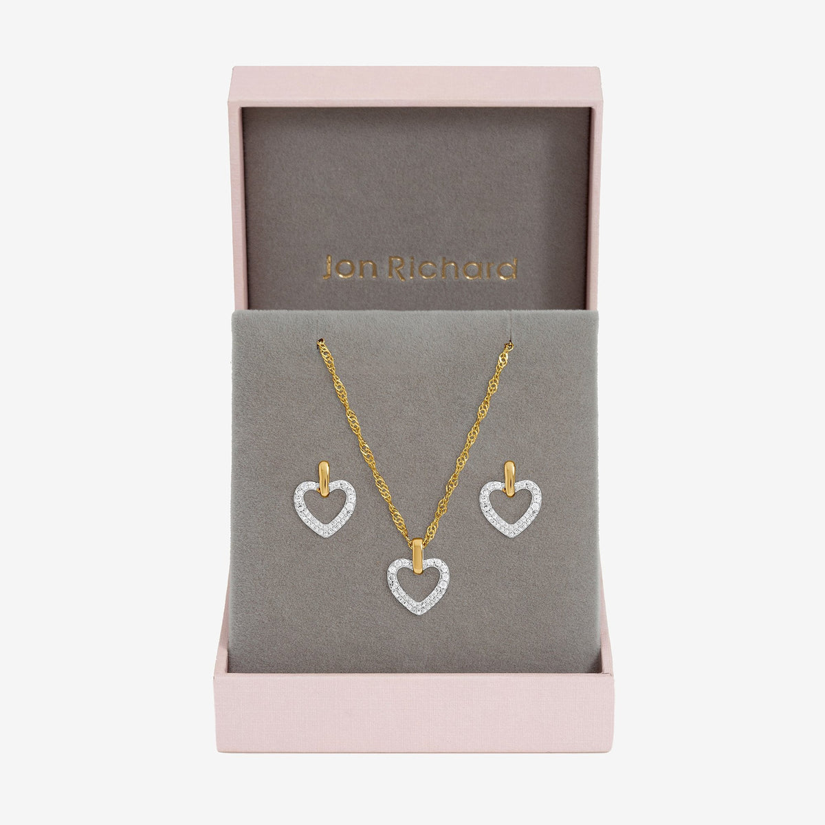 Jon Richard Two Tone Open Heart Set - Gift Box