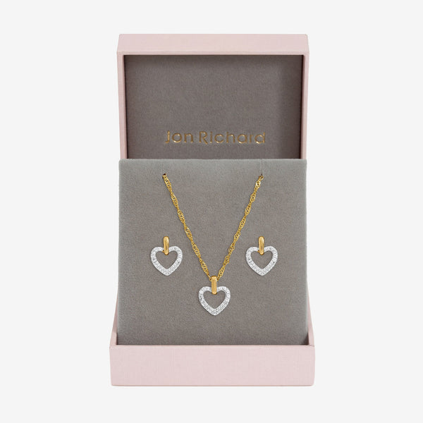 Jon Richard Two Tone Open Heart Set - Gift Box