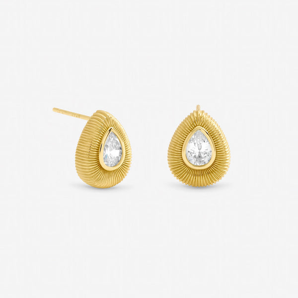 Jon Richard Gold Plated and Crystal Tear Drop Stud Earrings