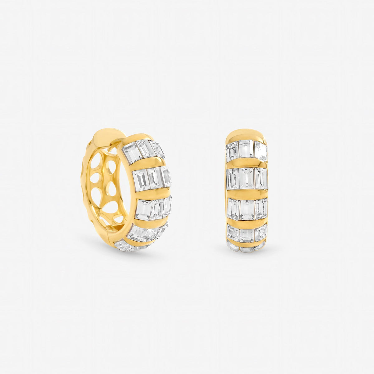 Jon Richard Gold Plated and Crystal Baguette Hoop Earrings