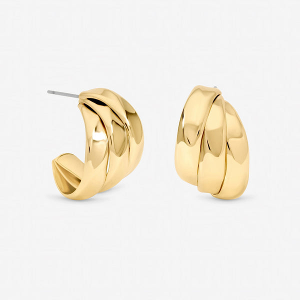 Jon Richard Gold Plated Multirow Molten Hoop Earrings