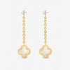 Jon Richard Gold Plated and Mother of Pearl Clover Chain Drop Earrings