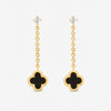 Jon Richard Gold Plated and Jet Clover Chain Drop Earrings