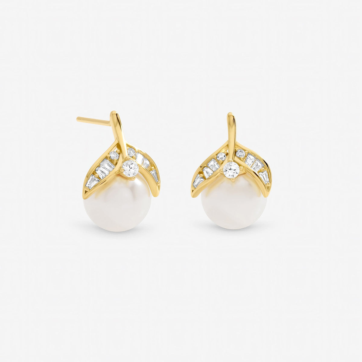 Jon Richard Gold Plated Crystal and Pearl Leaf Stud Earrings