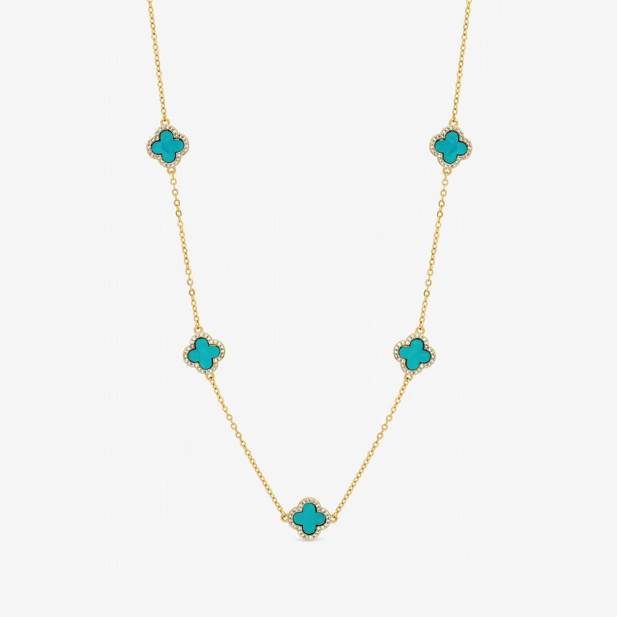 Jon Richard Gold Plated and Turquoise Station Clover Necklace