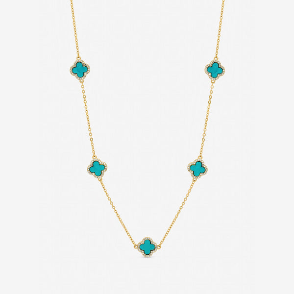 Jon Richard Gold Plated and Turquoise Station Clover Necklace